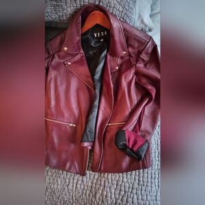 Veda Deep Burgundy Leather Jacket